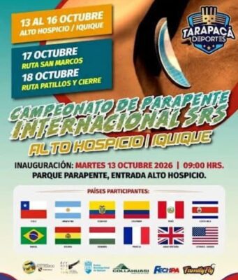 CAMPEONATO DE PARAPENTE INTERNACIONAL SRS LLEGA A ALTO HOSPICIO E IQUIQUE.